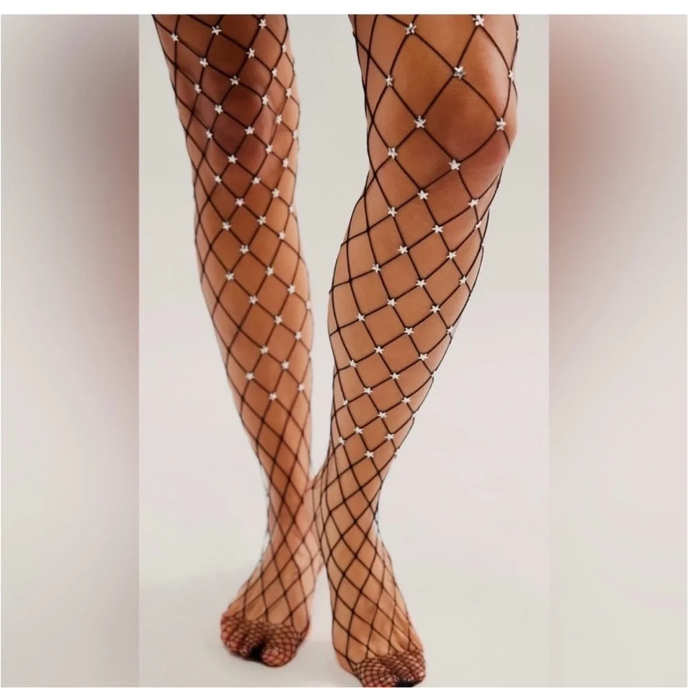 NWT Free People‎ Starstruck Fishnet Starnet Stockings One Size